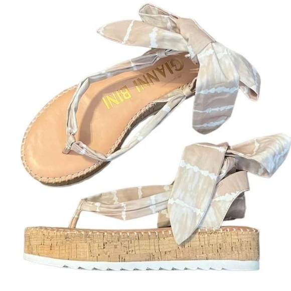 Gianni Bini Women's Beige Tie-Up Sandals - Picture 2 of 5